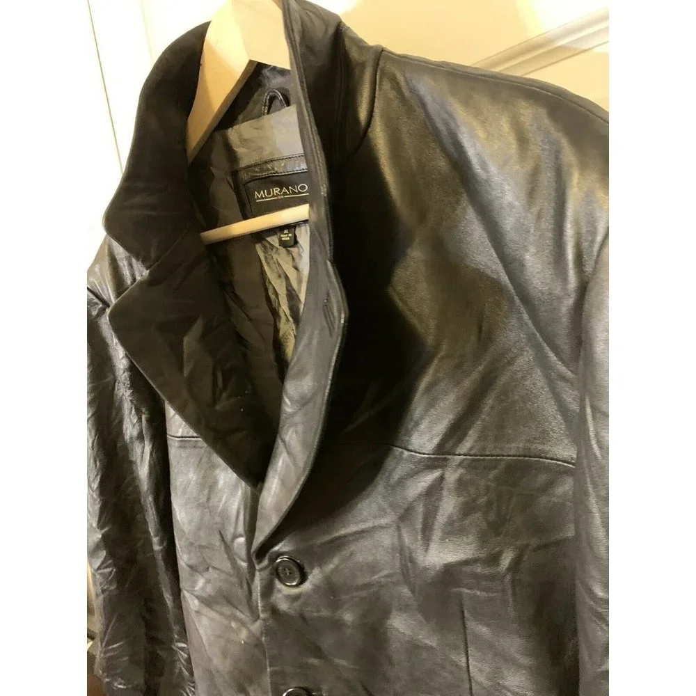 MURANO Men’s Sz XL‎ Black Leather Jacket Lamb Skin